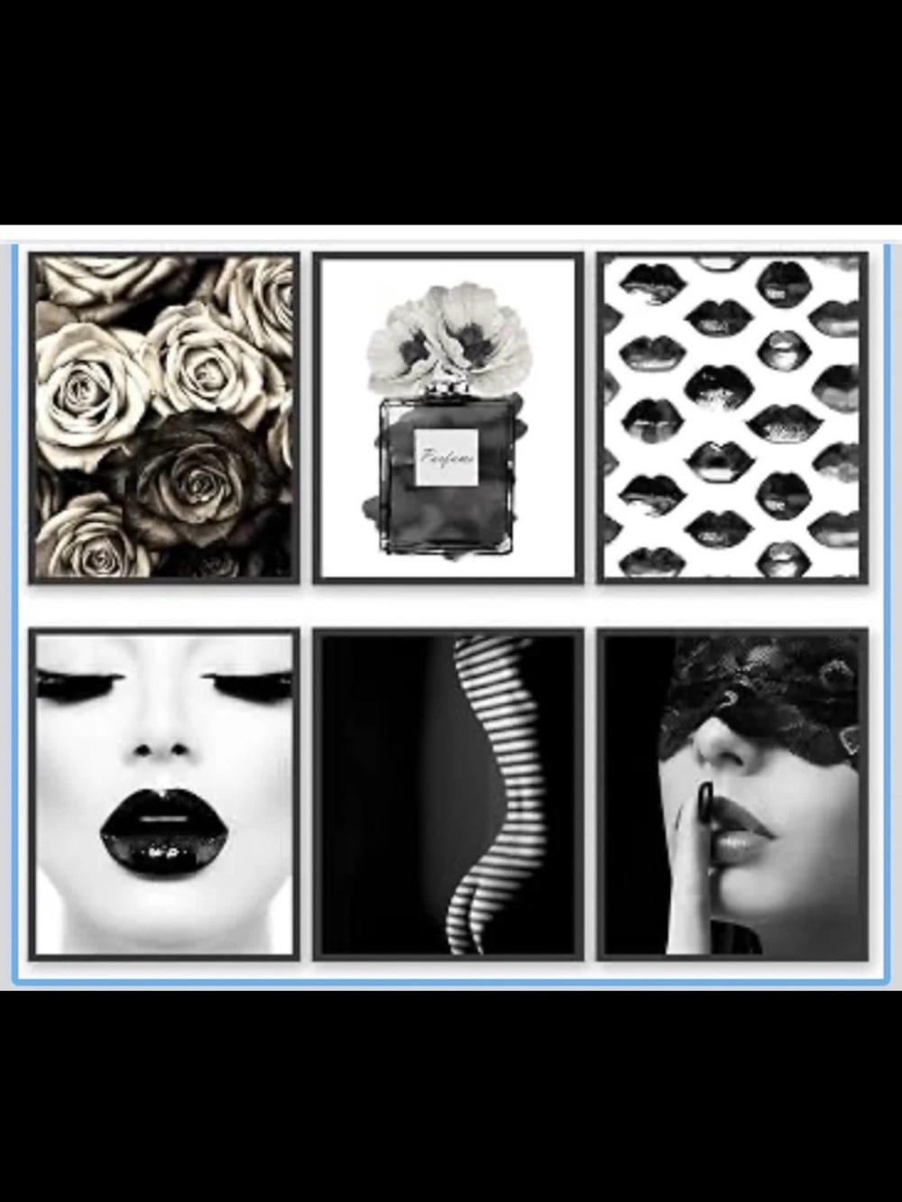 New 6- 11x14 Unframed Fashion Wall Art Prints Black and White Posters Modern